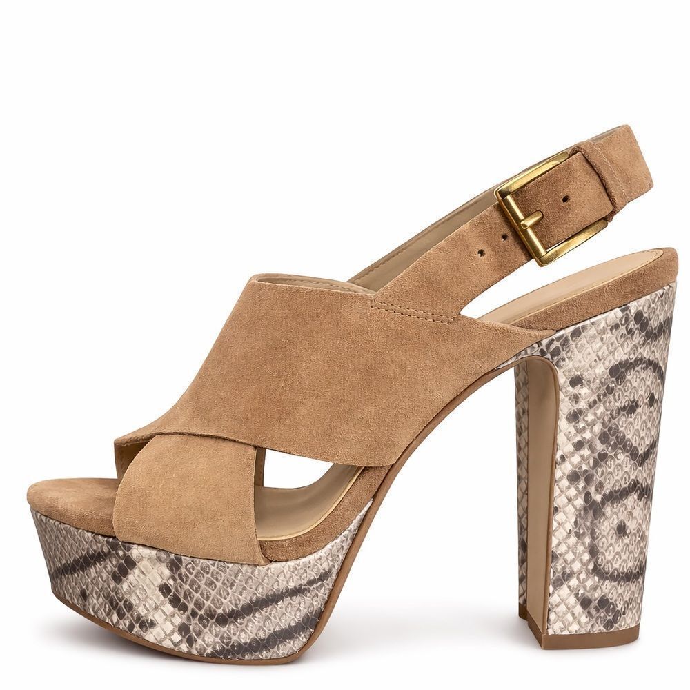 Michael Michael Kors suede Marianna Sling Block Heel snakeskin Sandal